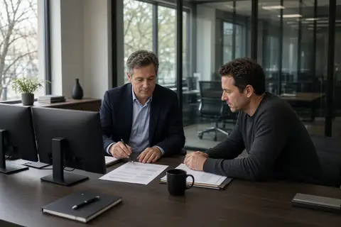 A financial advisor reviewing documents with a client