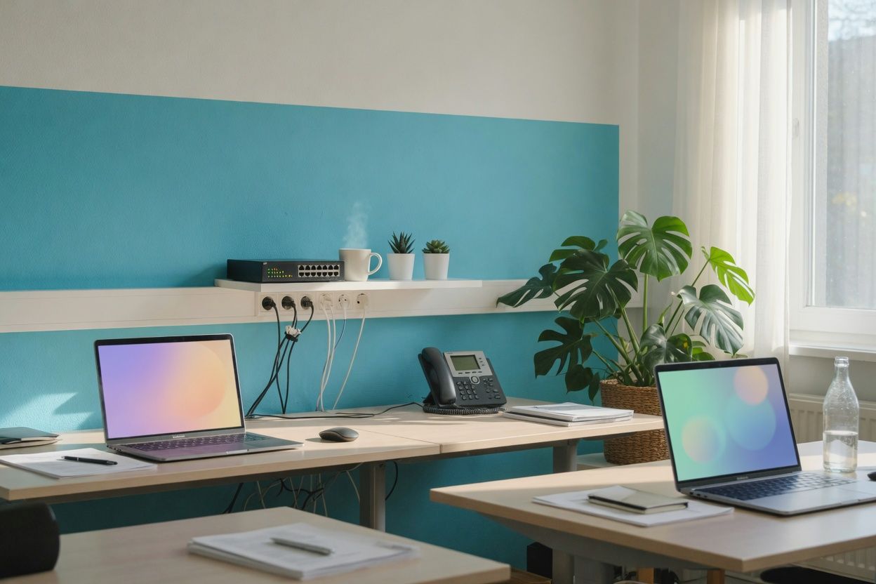 Bright open office with staff workstations supported by a managed IT plan